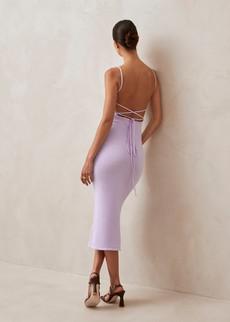 Delicate Lilac Tricot Midi Dress via Alohas
