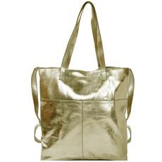 Gold Metallic Leather Tote via Sostter