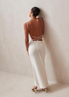 Delicate Cream Tricot Midi Dress via Alohas