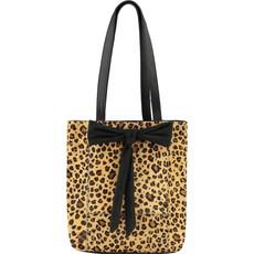 Animal Print Bow Compact Leather Tote via Sostter