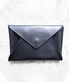 Pamplona Leather Envelope Clutch Bag in Dark Navy via Beaumont Organic