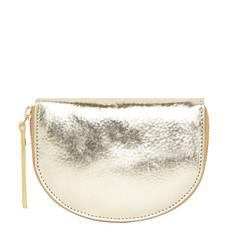 Gold Leather Zip Around Half Moon Purse via Sostter