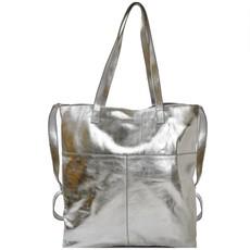Silver Metallic Leather Tote via Sostter